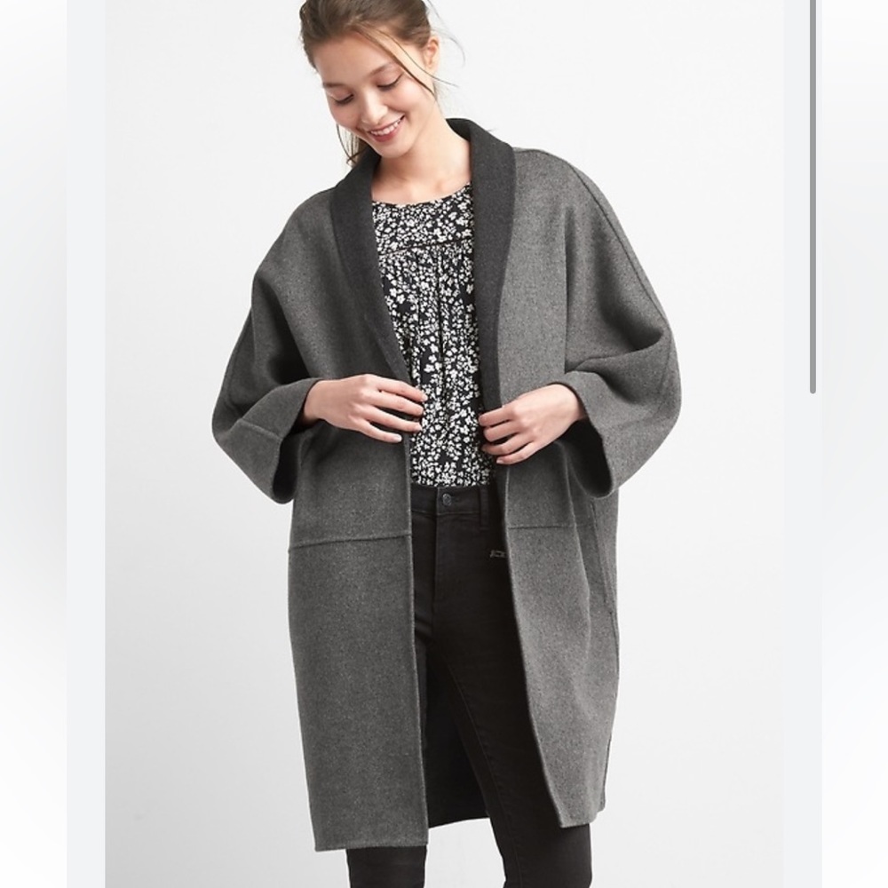 GAP Charcoal and Black Wool Blend Coat